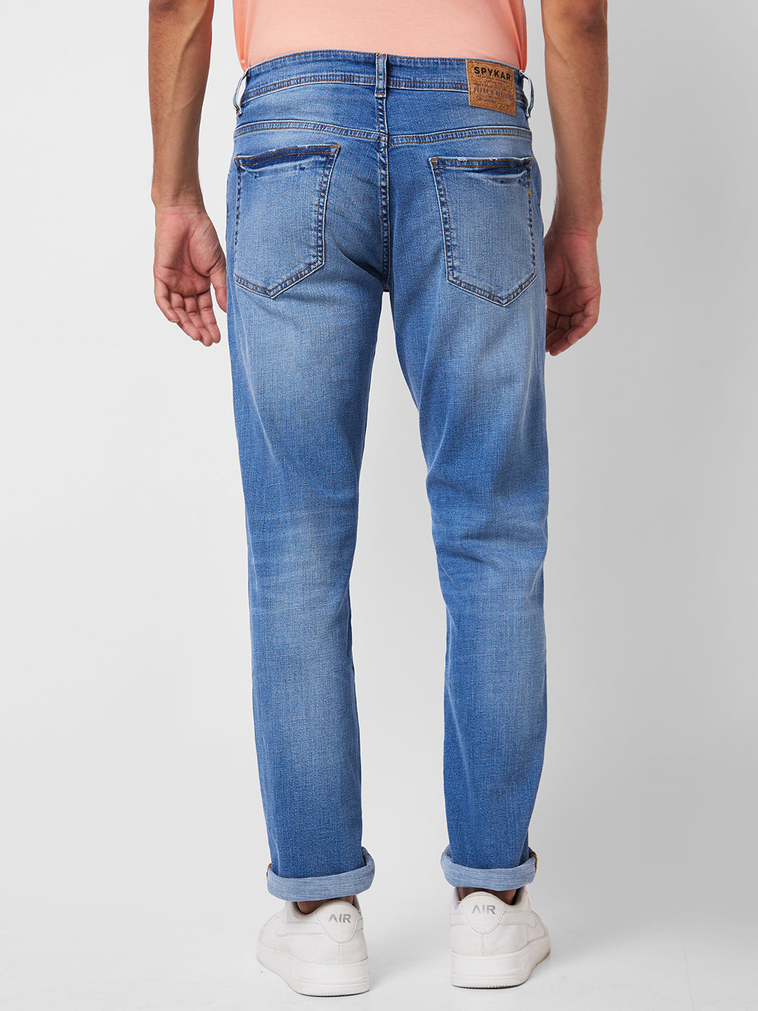 Spykar Mid Rise Regular Fit Blue Jeans For Men