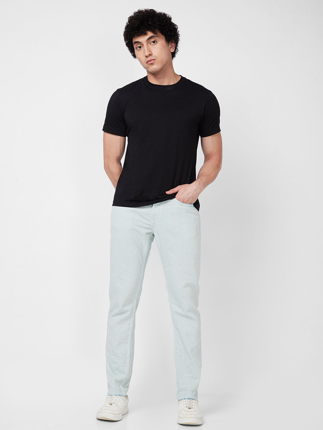 Spykar Mid Rise Comfort Fit Blue Jeans For Men