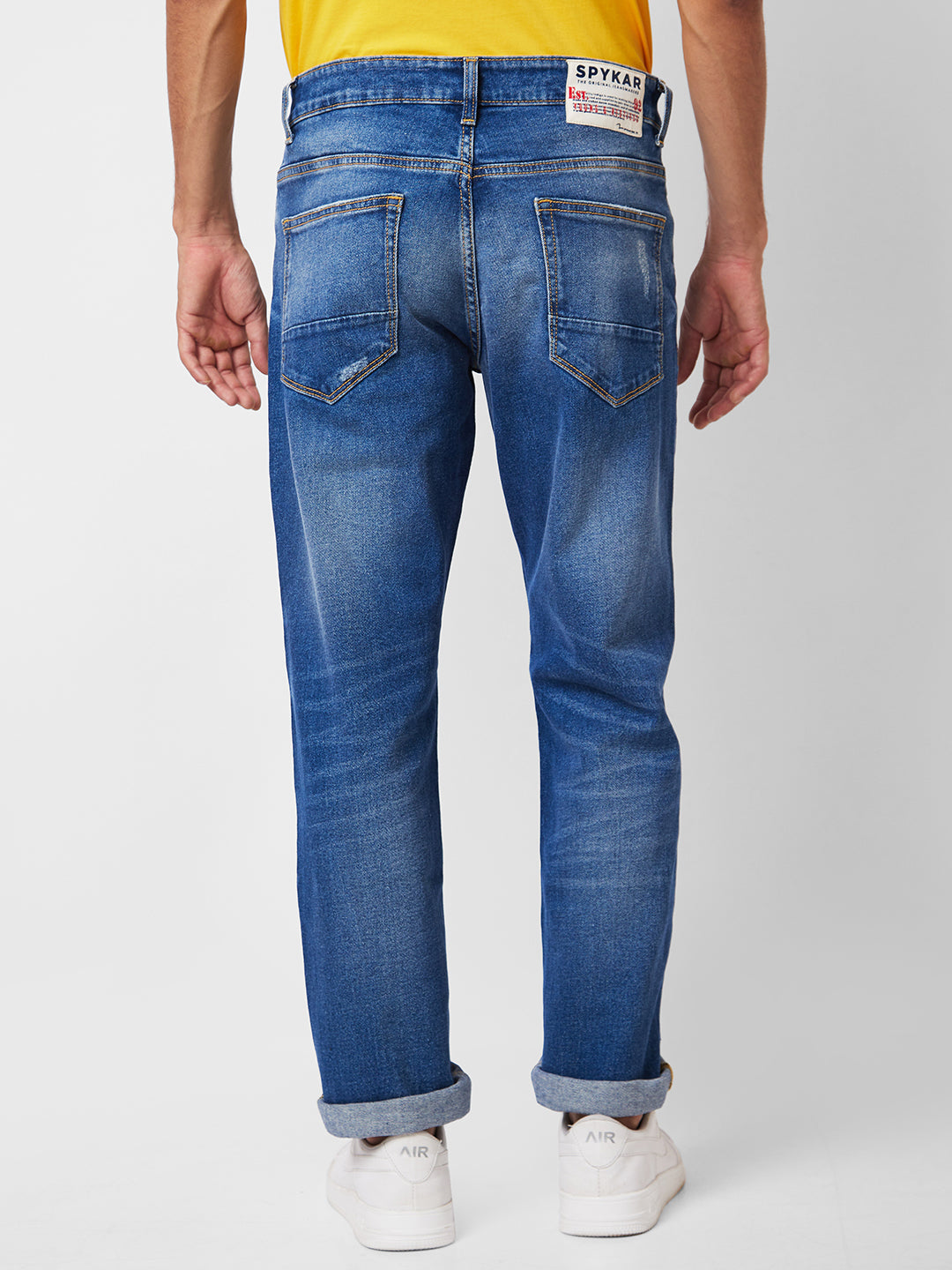 Spykar Mid Rise Comfort Fit Blue Jeans For Men