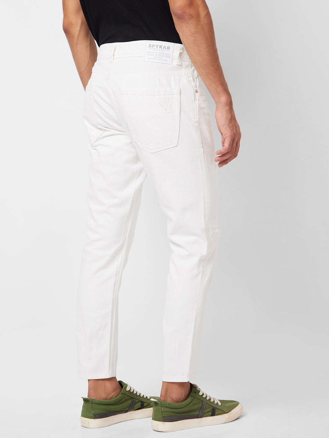 Spykar Mid Rise Slim Fit White Jeans For Men