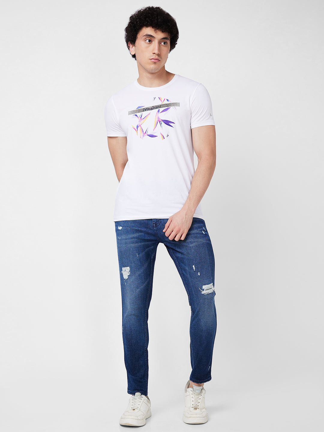 Spykar Mid Rise Tapered Fit Blue Jeans For Men