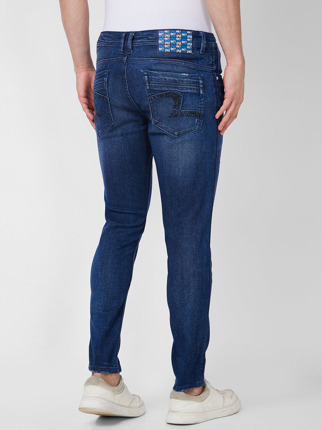 Spykar Mid Rise Tapered Fit Blue Jeans For Men