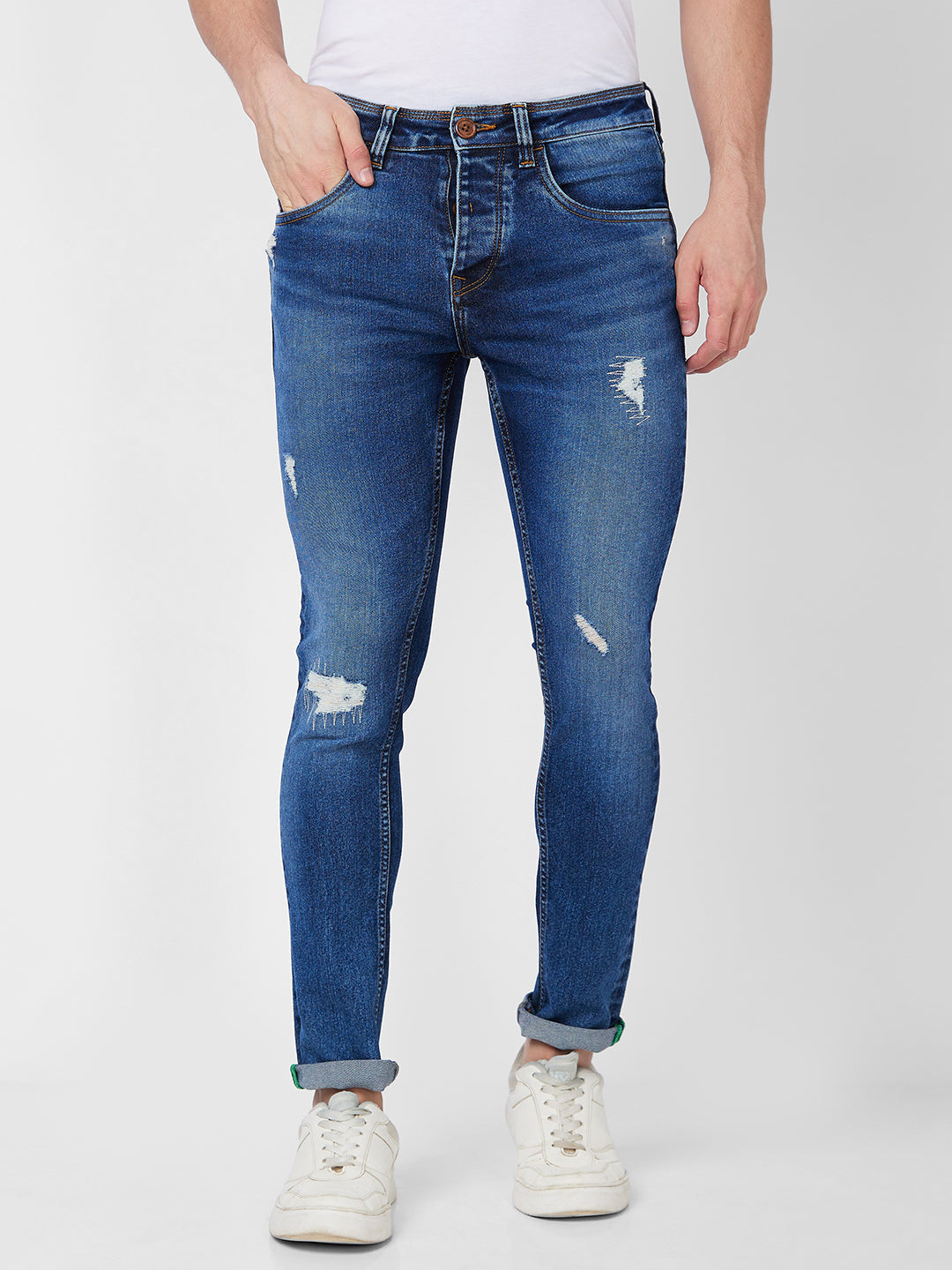 Spykar Low Rise Slim Fit Blue Jeans For Men