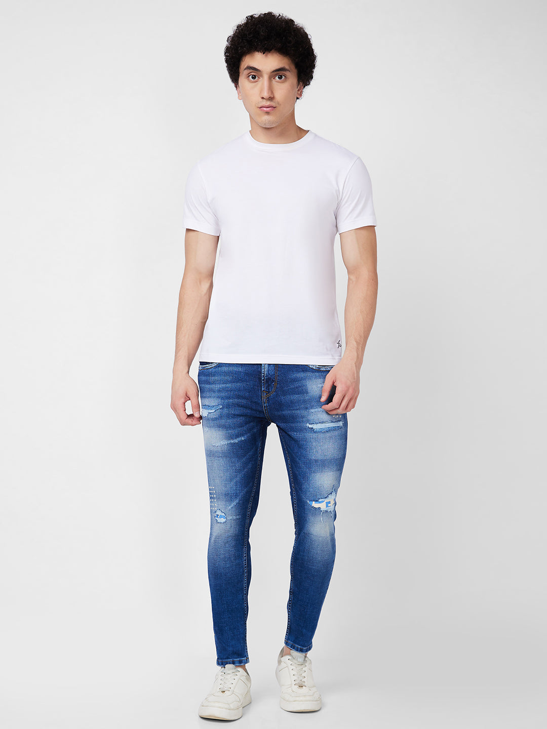 Spykar Mid Rise Tapered Fit Blue Jeans For Men