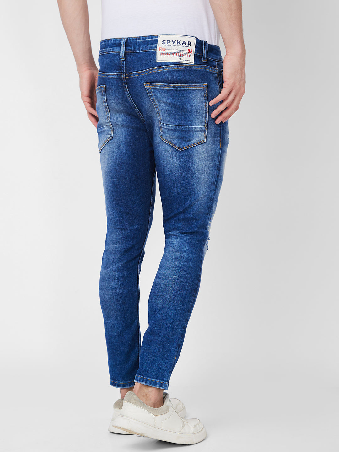 Spykar Mid Rise Tapered Fit Blue Jeans For Men