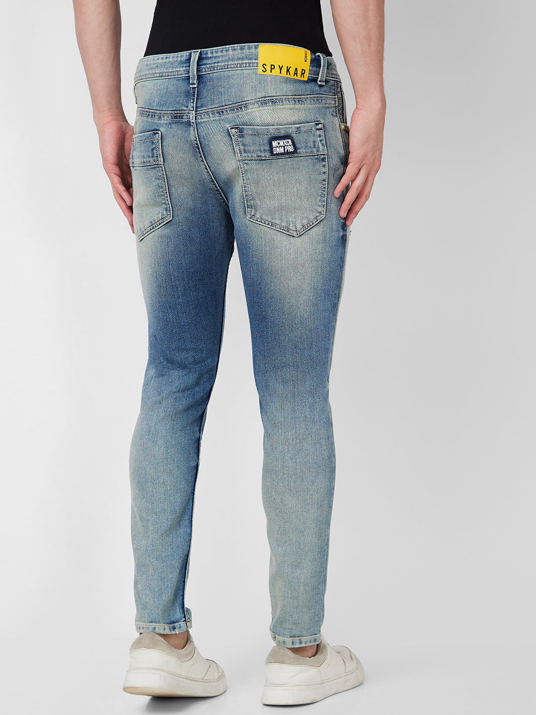 Spykar Mid Rise Tapered Fit Blue Jeans For Men