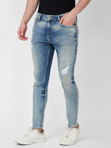 Spykar Mid Rise Tapered Fit Blue Jeans For Men