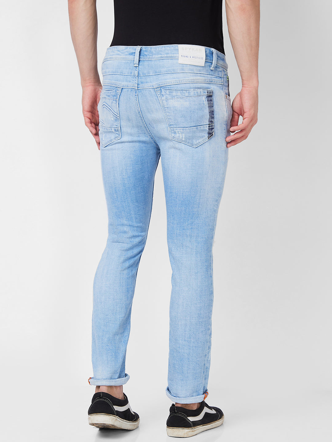 Spykar Mid Rise Tapered Fit Blue Jeans For Men