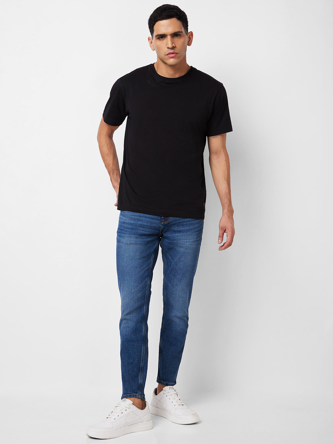 Spykar Mid Rise Slim Fit Blue Jeans For Men