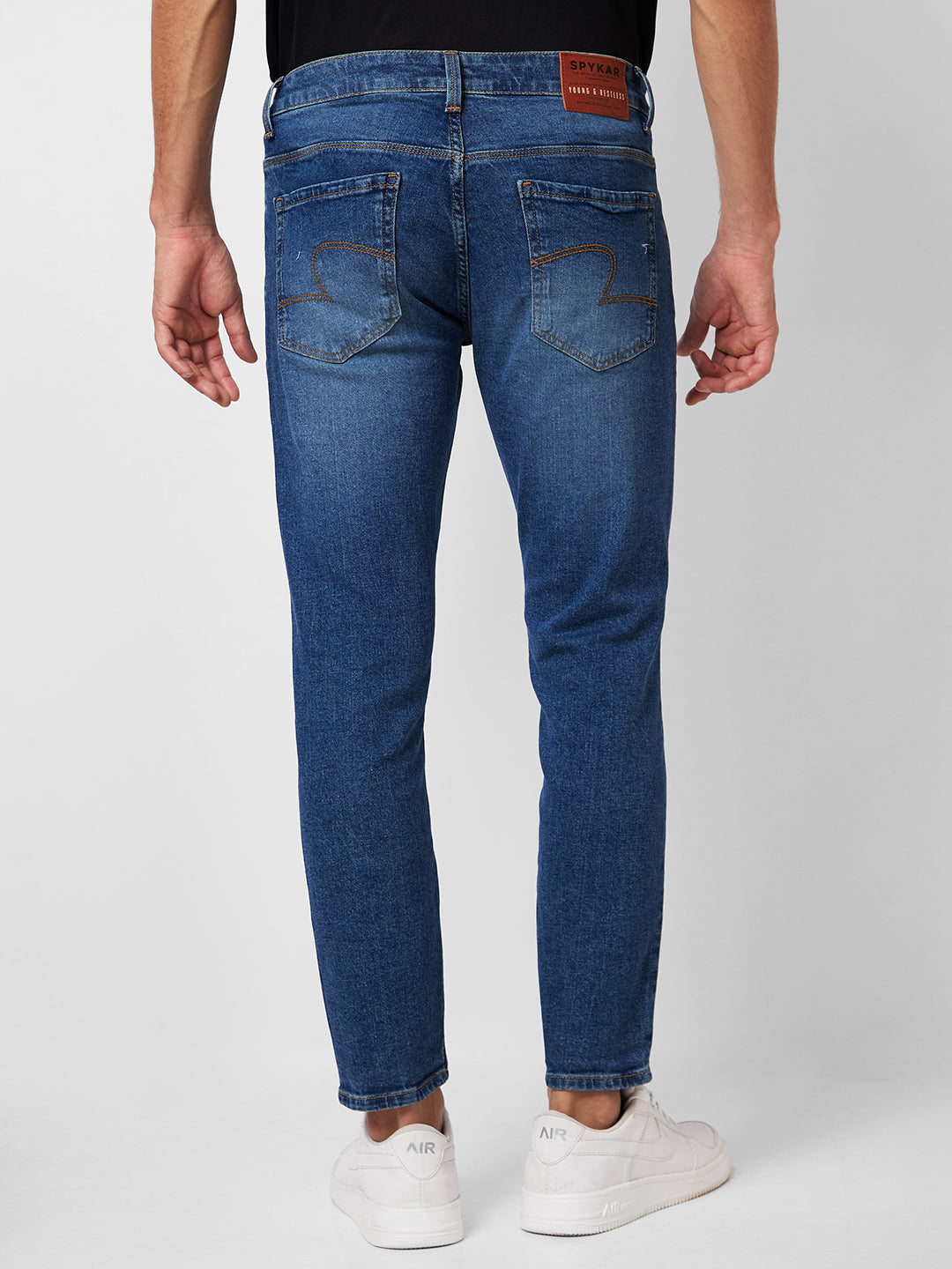 Spykar Mid Rise Slim Fit Blue Jeans For Men