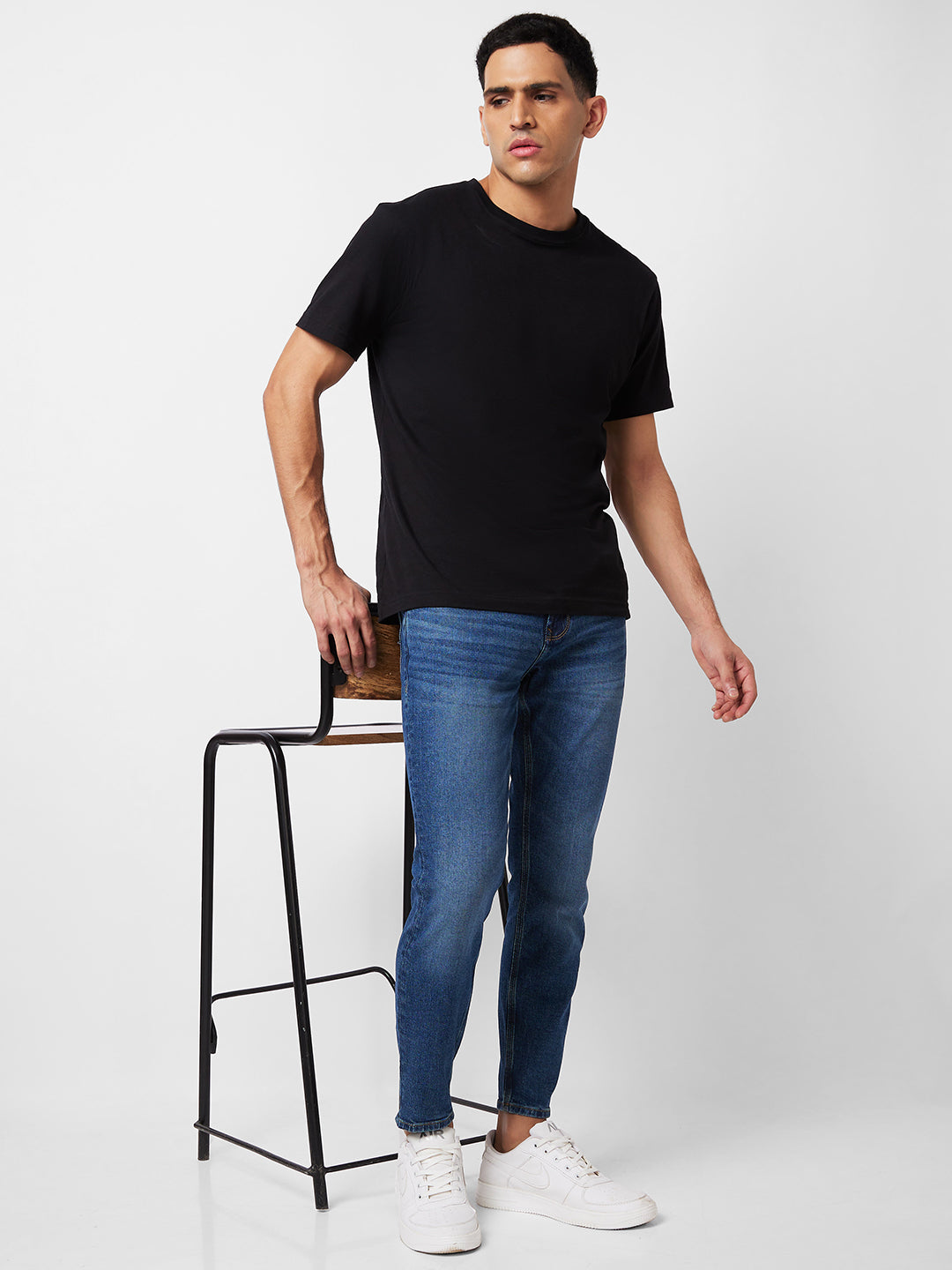 Spykar Mid Rise Slim Fit Blue Jeans For Men