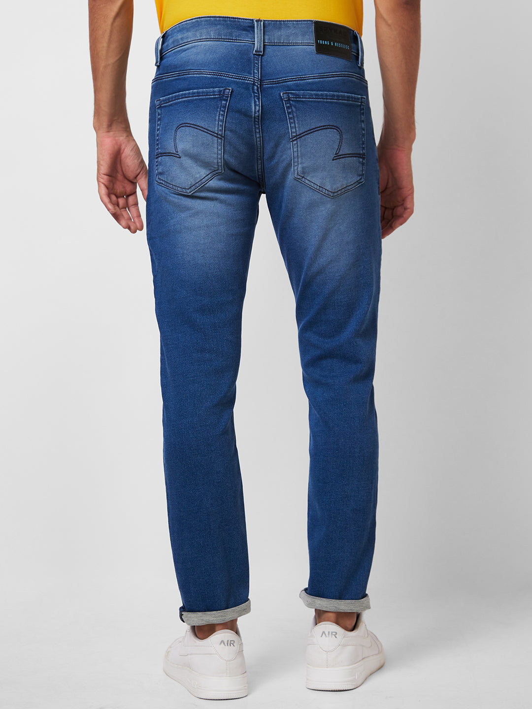 Spykar Mid Rise Slim Fit Blue Jeans For Men