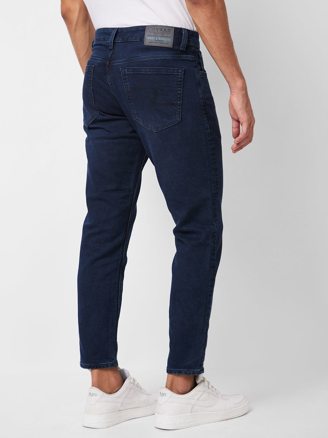 Spykar Mid Rise Slim Fit Blue Jeans For Men