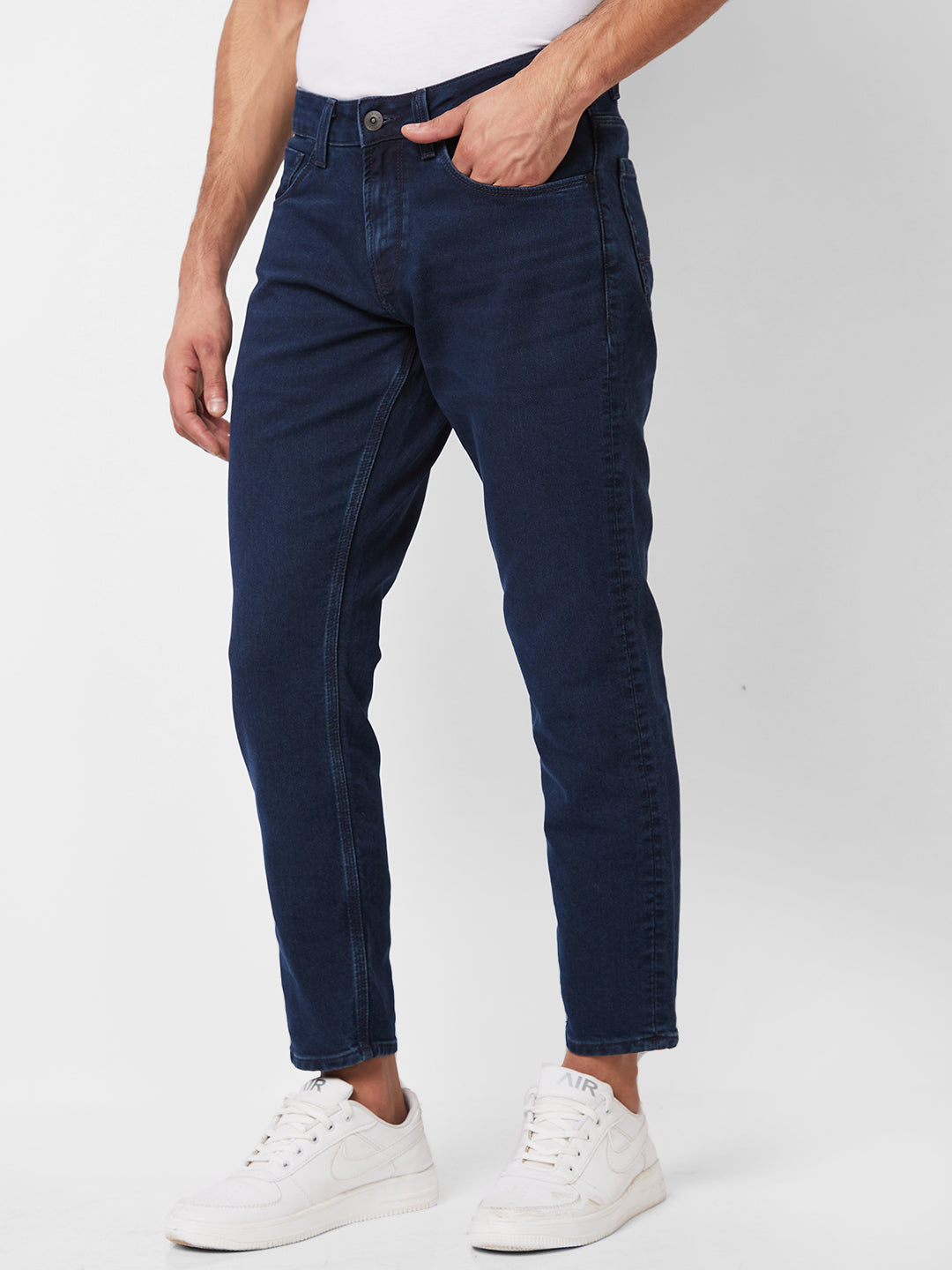 Spykar Mid Rise Slim Fit Blue Jeans For Men