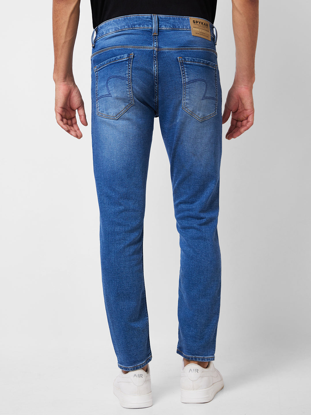 Spykar Mid Rise Slim Fit Blue Jeans For Men