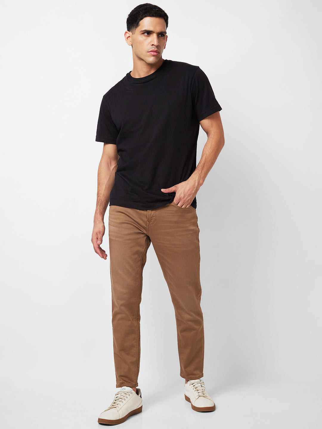 Spykar Mid Rise Slim Fit Brown Jeans For Men