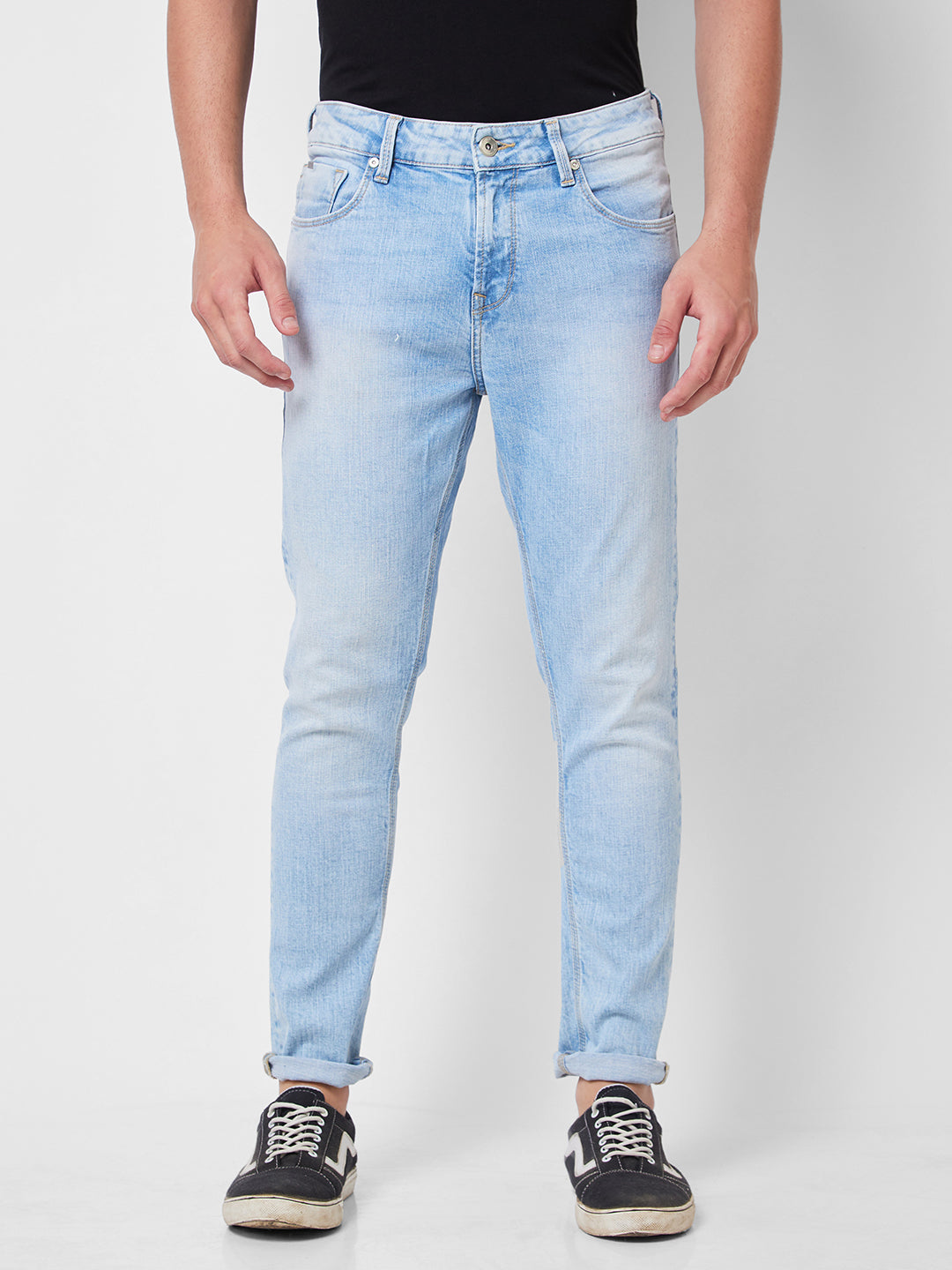 Spykar Mid Rise Tapered Fit Blue Jeans For Men