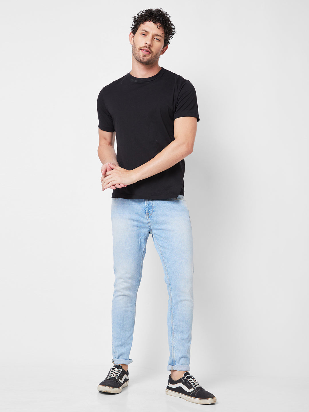 Spykar Mid Rise Tapered Fit Blue Jeans For Men