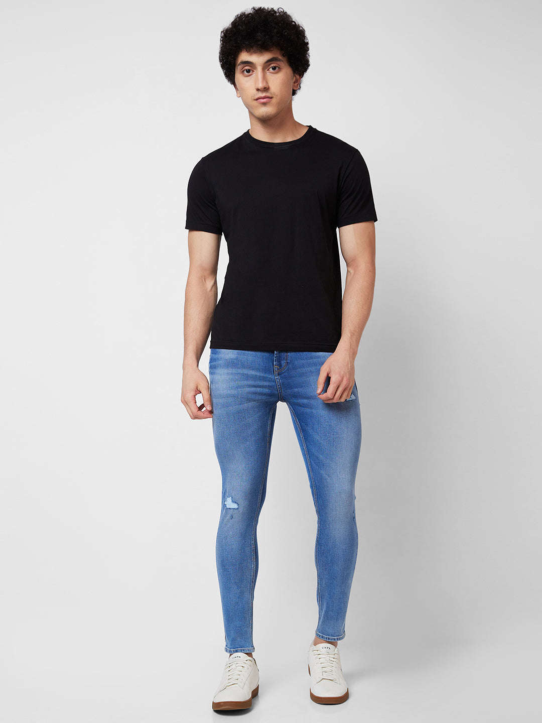 Spykar Mid Rise Tapered Fit Blue Jeans For Men