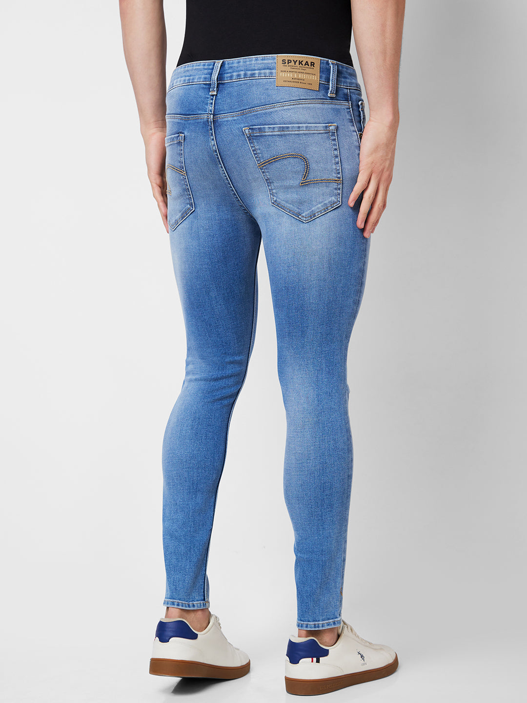 Spykar Mid Rise Tapered Fit Blue Jeans For Men