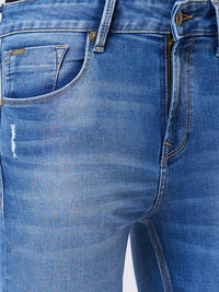 Spykar Mid Rise Tapered Fit Blue Jeans For Men