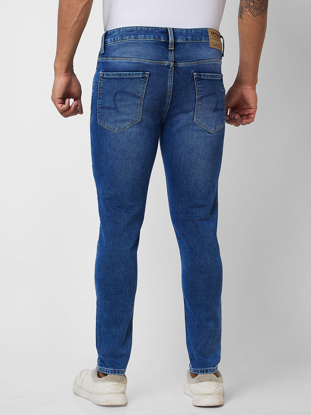 Spykar Mid Rise Tapered Fit Blue Jeans For Men