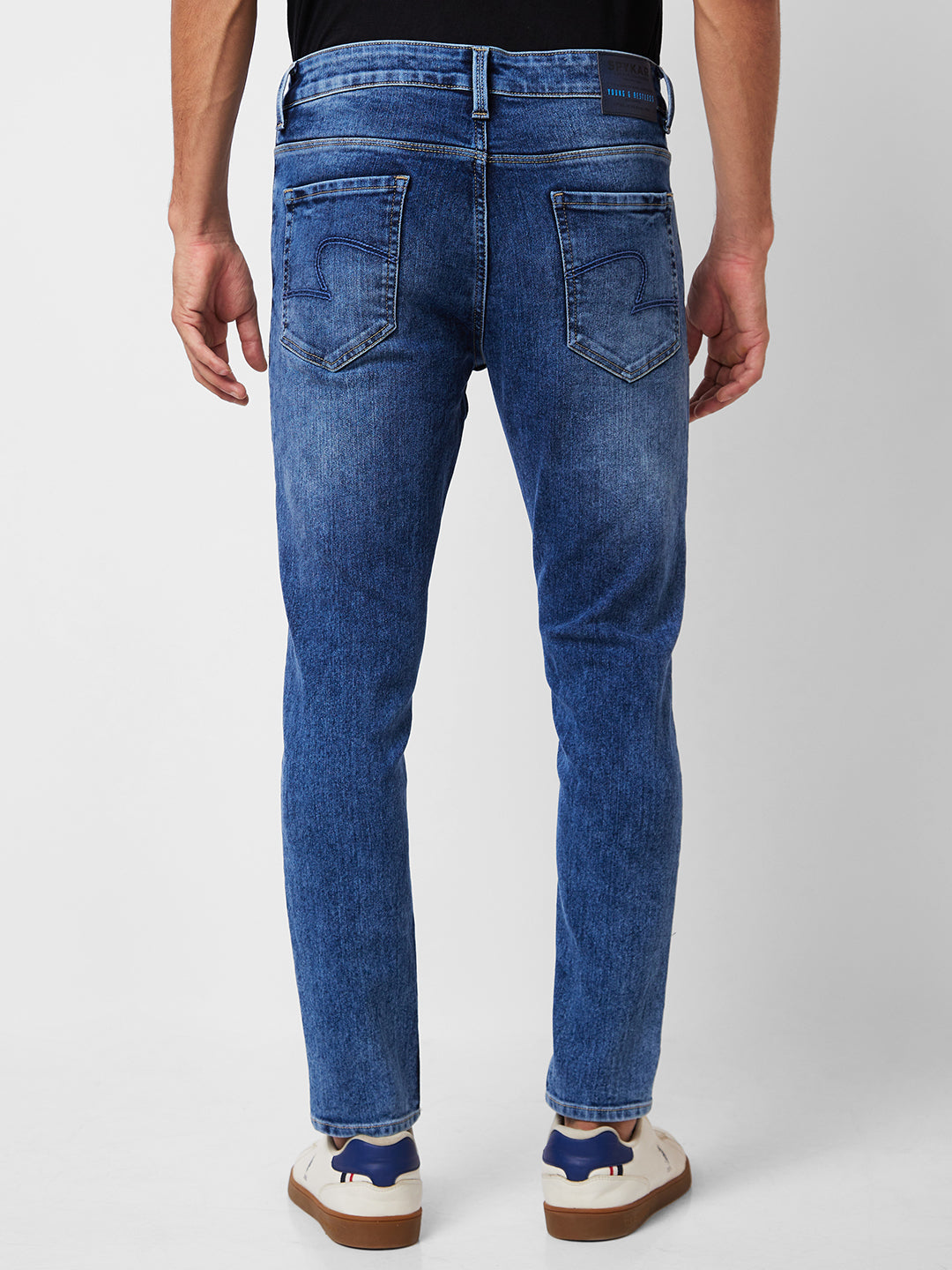 Spykar Mid Rise Slim Fit Blue Jeans For Men