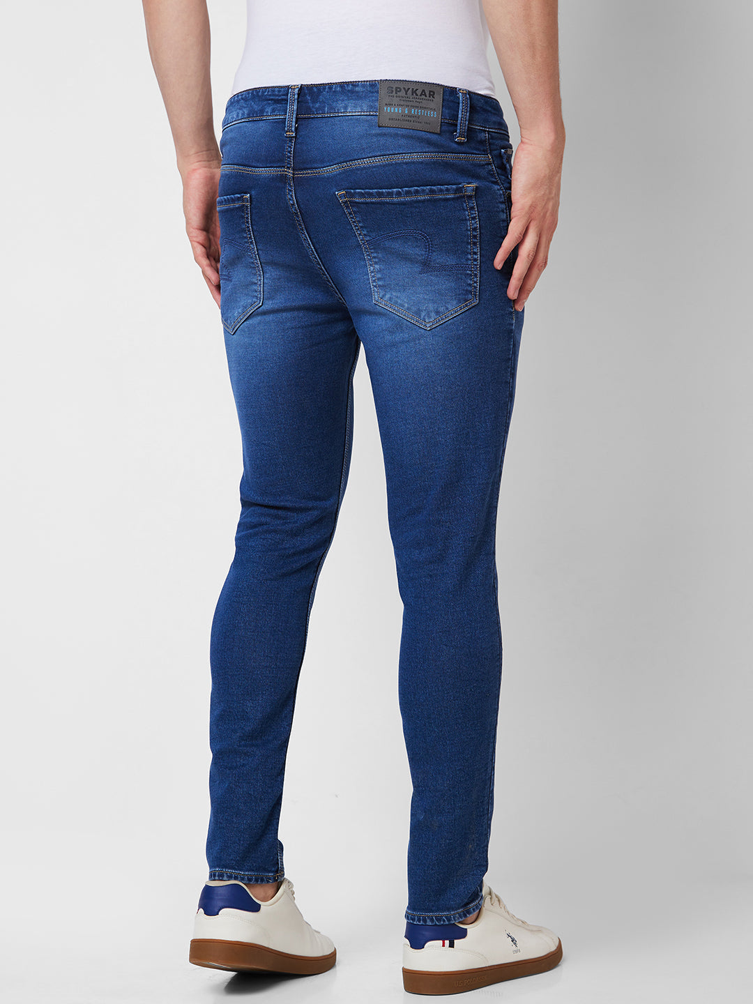 Spykar Mid Rise Tapered Fit Blue Jeans For Men