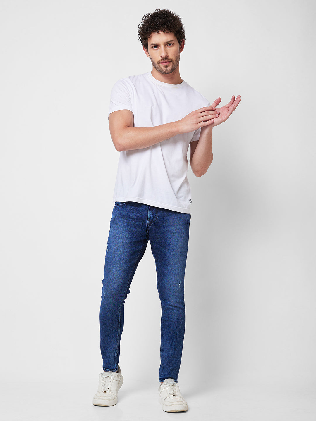 Spykar Mid Rise Tapered Fit Blue Jeans For Men