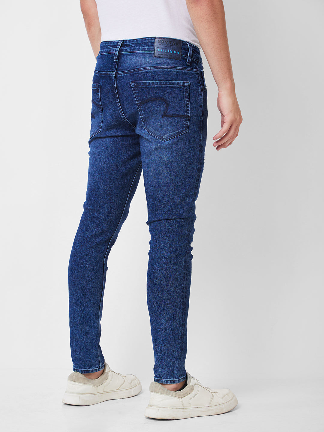 Spykar Mid Rise Tapered Fit Blue Jeans For Men