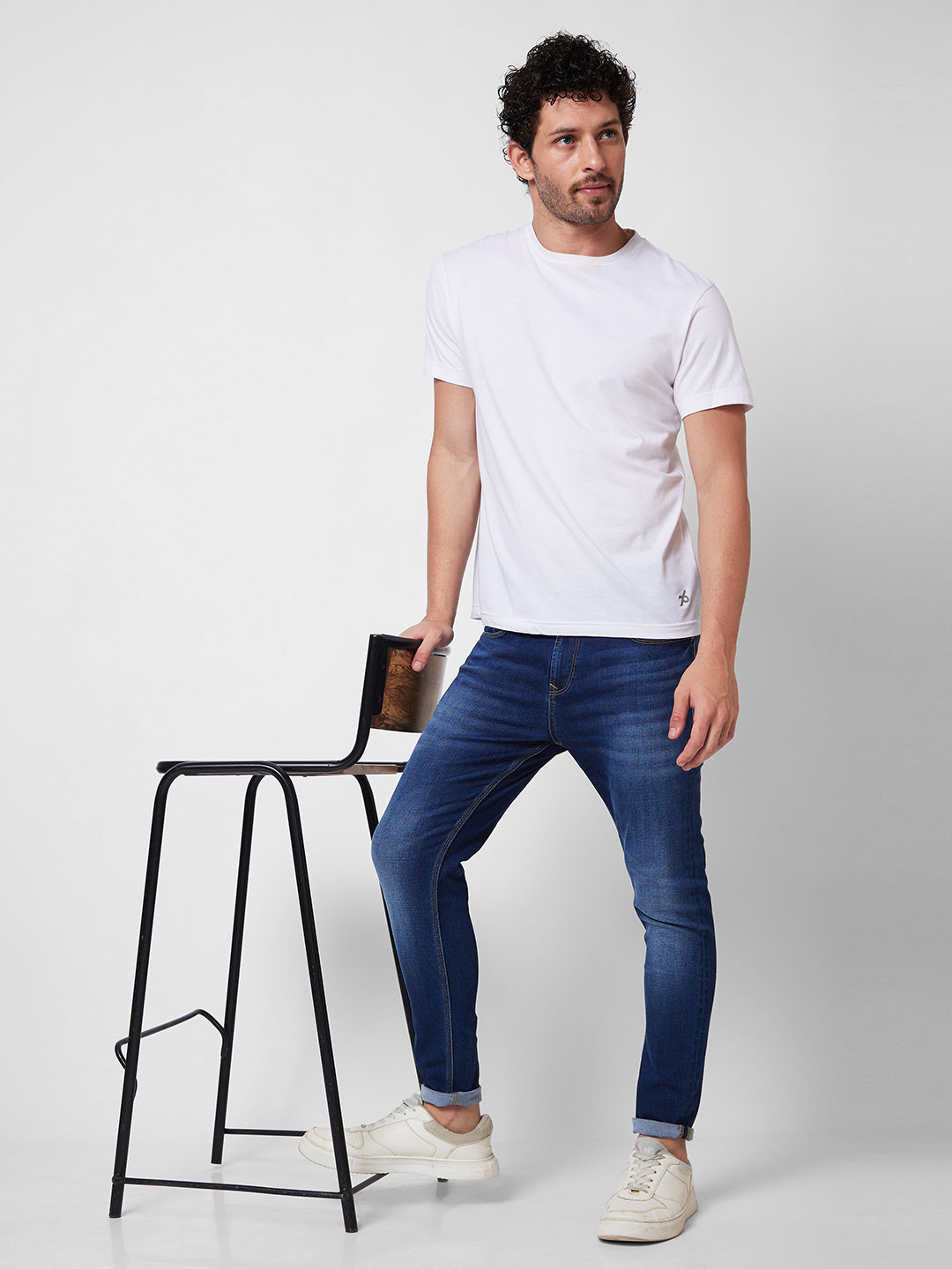 Spykar Mid Rise Slim Fit Blue Jeans For Men