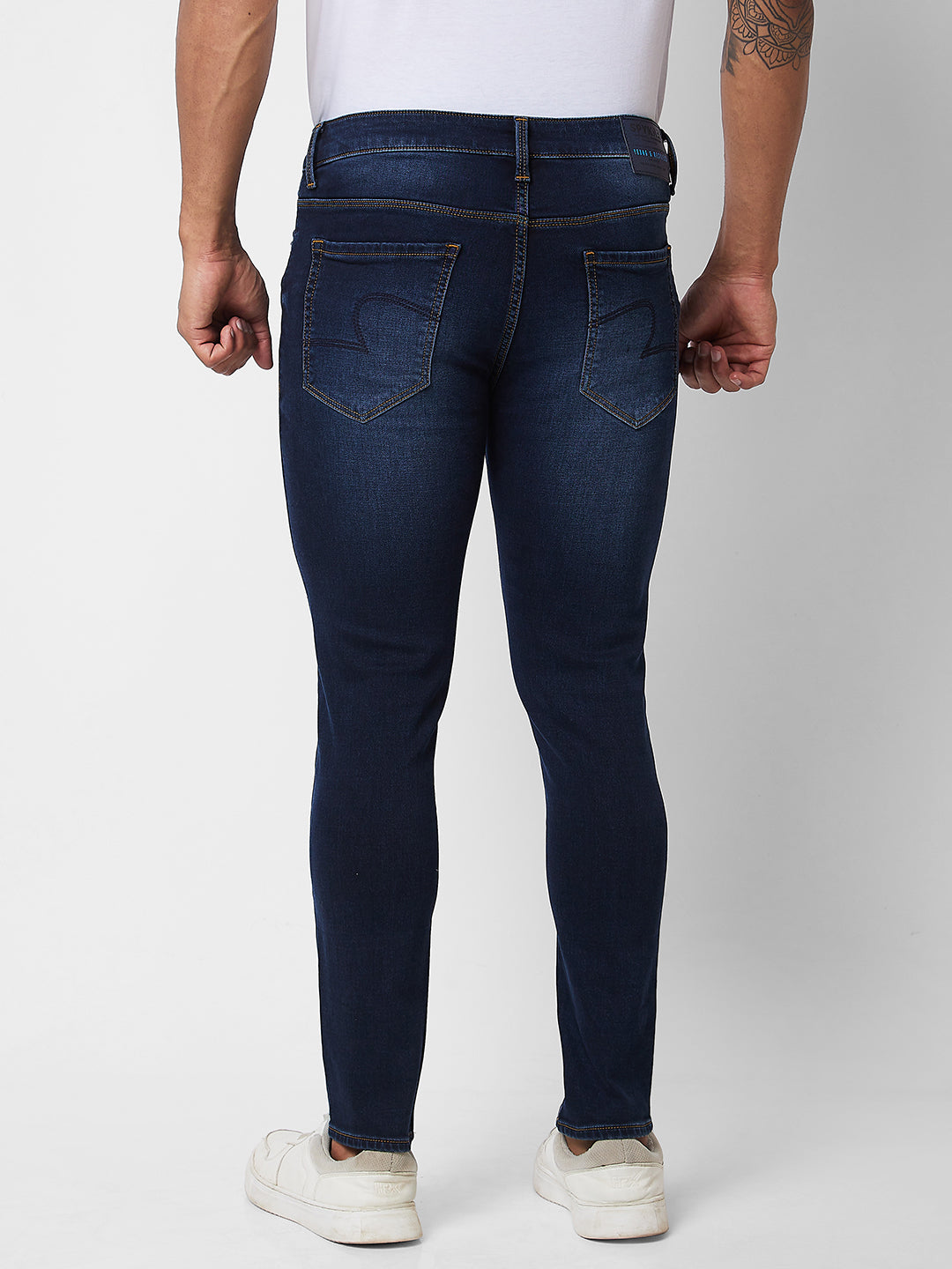 Spykar Mid Rise Slim Fit Blue Jeans For Men