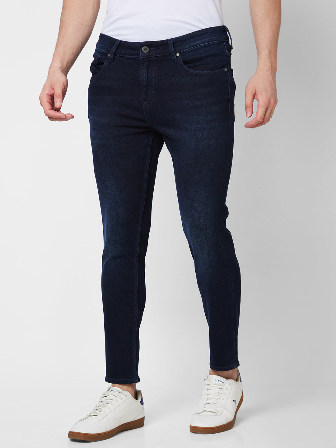 Spykar Mid Rise Tapered Fit Blue Jeans For Men