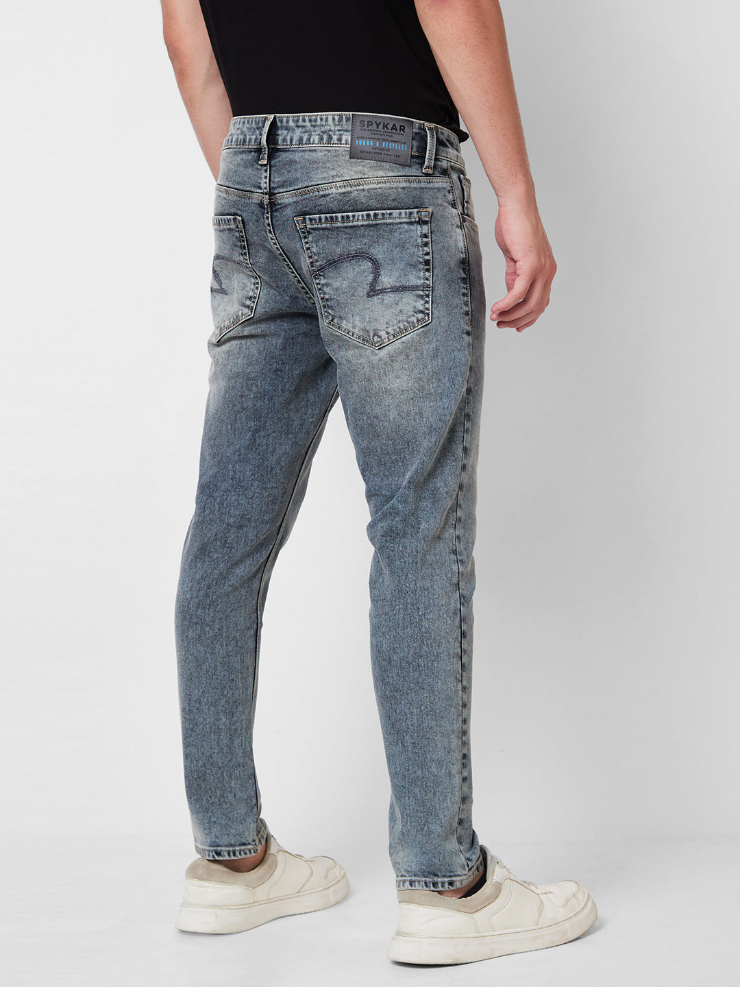 Spykar Mid Rise Tapered Fit Grey Jeans For Men