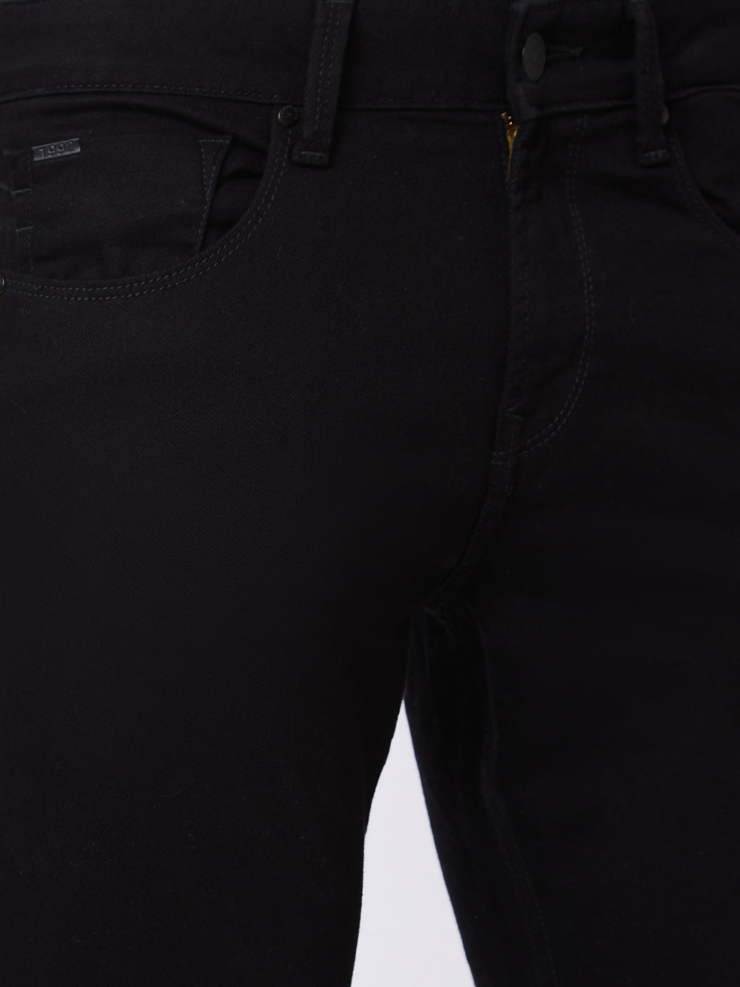 Spykar Mid Rise Tapered Fit Black Jeans For Men