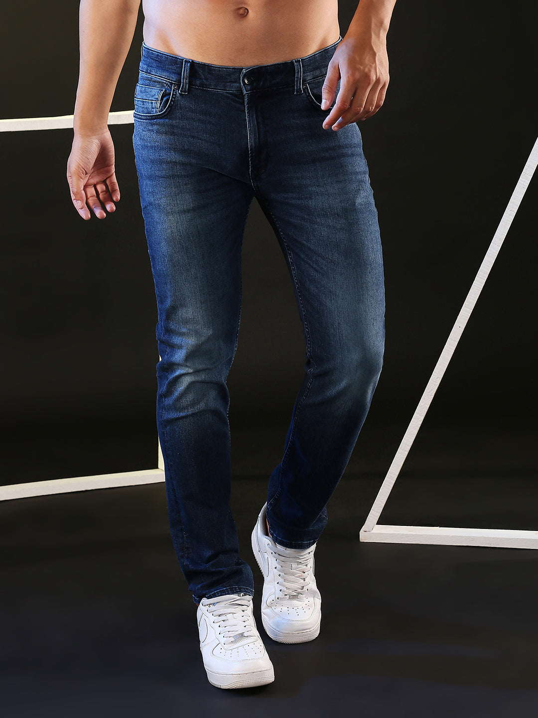 Spykar Limited Edition Dark Blue Regular Fit Narrow Length Mid rise Clean Look Premium Stretchable Denim Jeans For Men (Rover)