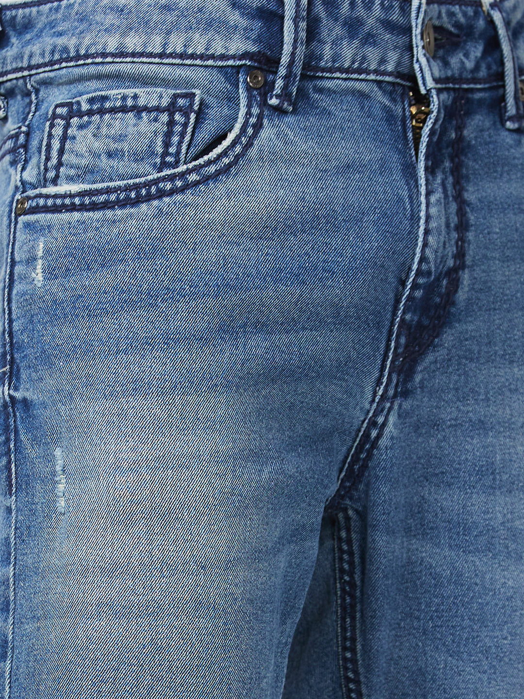 Spykar Mid Rise Regular Fit Narrow Length Blue Jeans For Men
