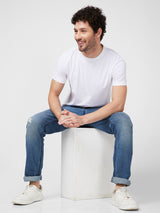 Spykar Mid Rise Regular Fit Narrow Length Blue Jeans For Men