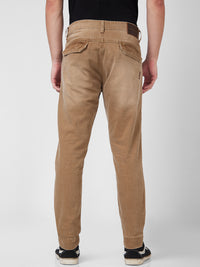 Spykar High Rise Comfort Fit Narrow Length Khaki Jeans For Men