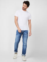 Spykar Low Rise Comfort Fit Straight Length Blue Jeans For Men