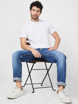 Spykar Low Rise Comfort Fit Straight Length Blue Jeans For Men