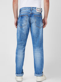 Spykar Low Rise Comfort Fit Straight Length Blue Jeans For Men
