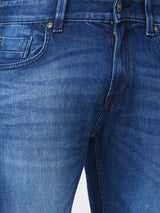 Spykar Mid Rise Slim Fit Tapered Length Blue Jeans For Men