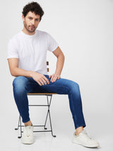 Spykar Mid Rise Slim Fit Tapered Length Blue Jeans For Men