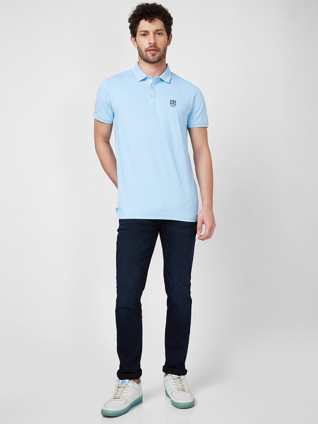 Spykar Mid Rise Regular Fit Narrow Length Blue Jeans For Men