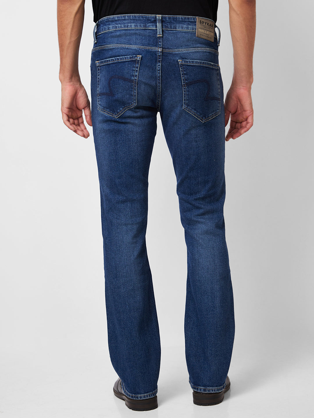 Spykar Mid Rise Bootcut Fit Blue Jeans For Men