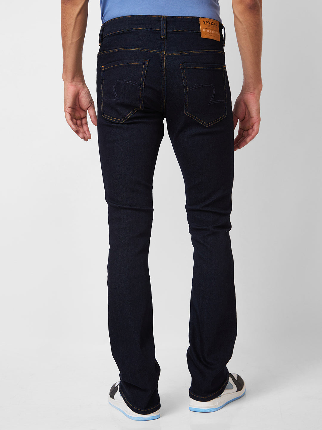 Spykar Mid Rise Bootcut Fit Blue Jeans For Men