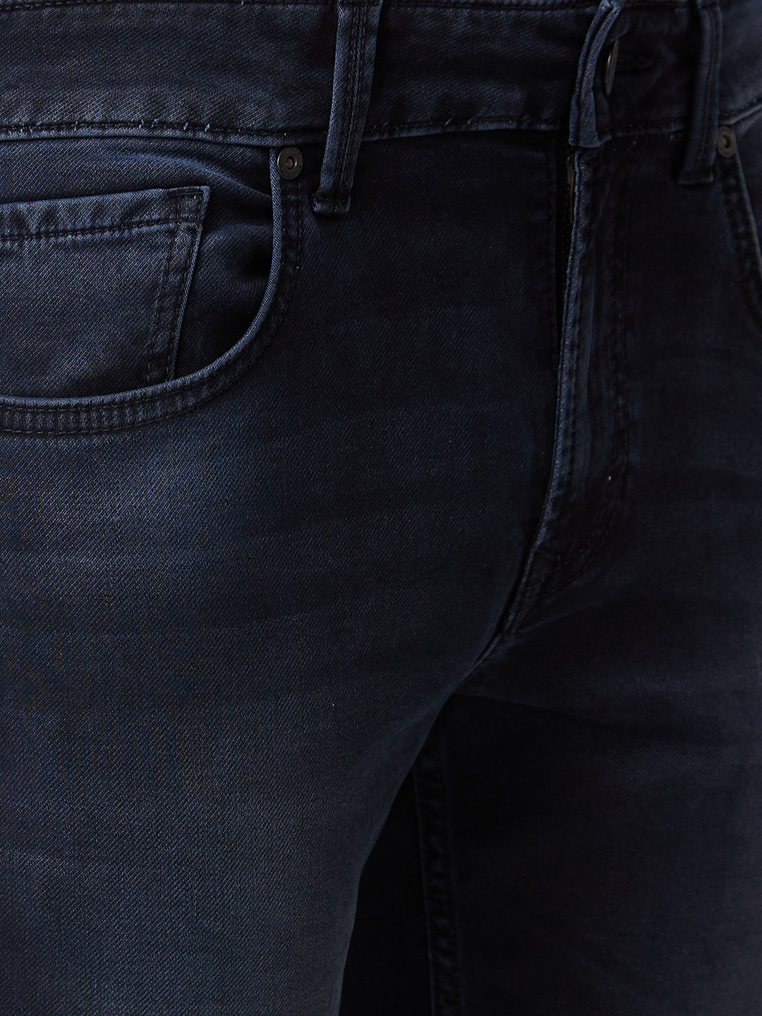 Spykar Mid Rise Bootcut Fit Black Jeans For Men