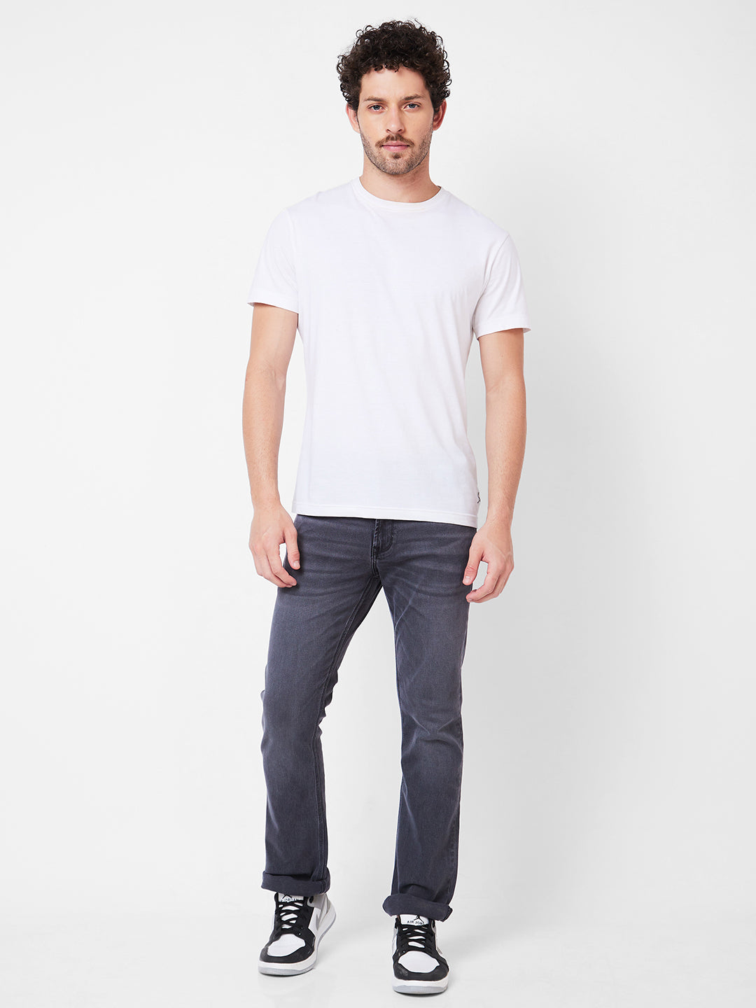 Spykar Mid Rise Bootcut Fit Black Jeans For Men