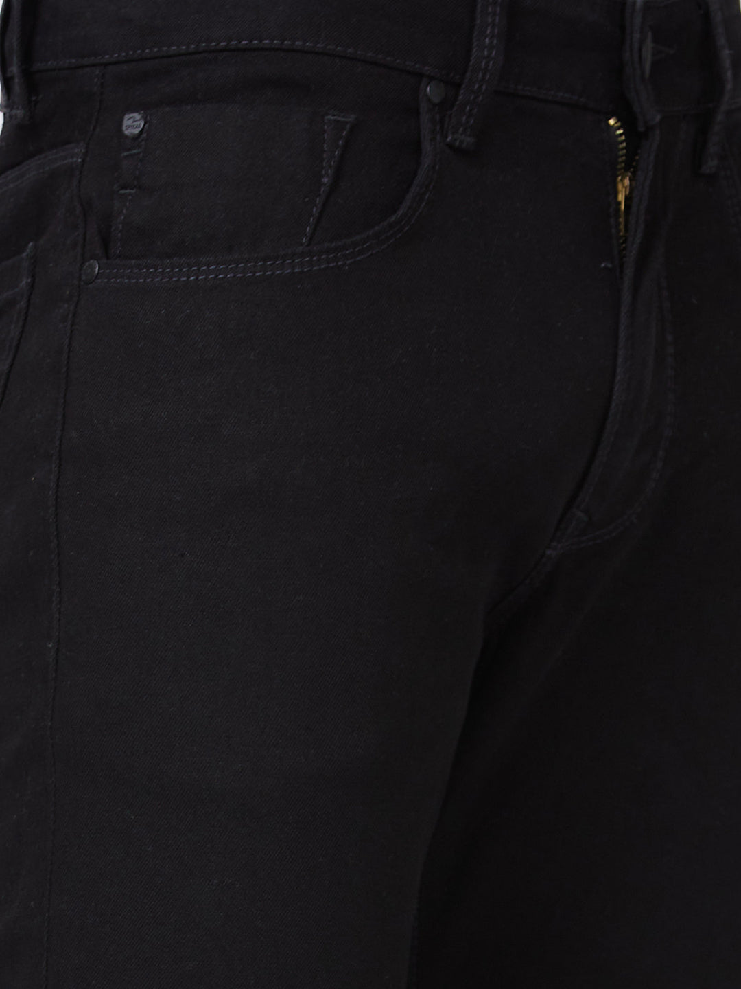 Spykar Mid Rise Comfort Fit Regular Length Black Jeans For Men